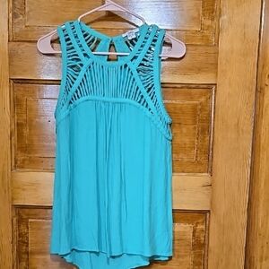 Bar III Green Asymmetrical Cut-Out Tank Top M